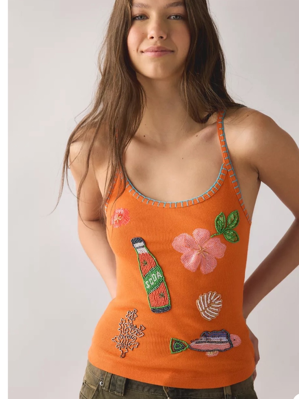 Urban Outfitters Sequined Racer Back Tank Top - Picture 2 of 14